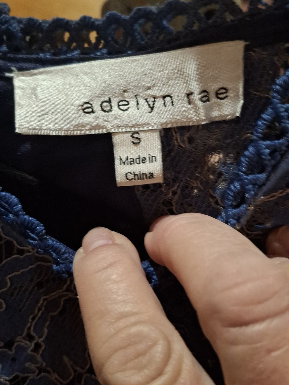 Adelyn Rae Blue Lace Long-Sleeve Fit & Flare Dress - Picture 3 of 8